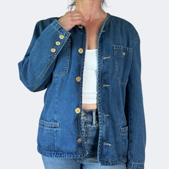 Vintage LIZWEAR Soft Denim Jacket with Gold Buttons Size Medium - Picture 3 of 15
